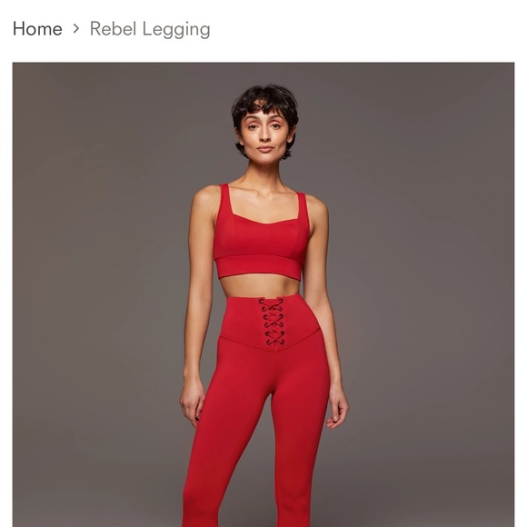 Michi **** Red Rebel Legging features an extra high rise waistband with lace-up - Picture 5 of 7